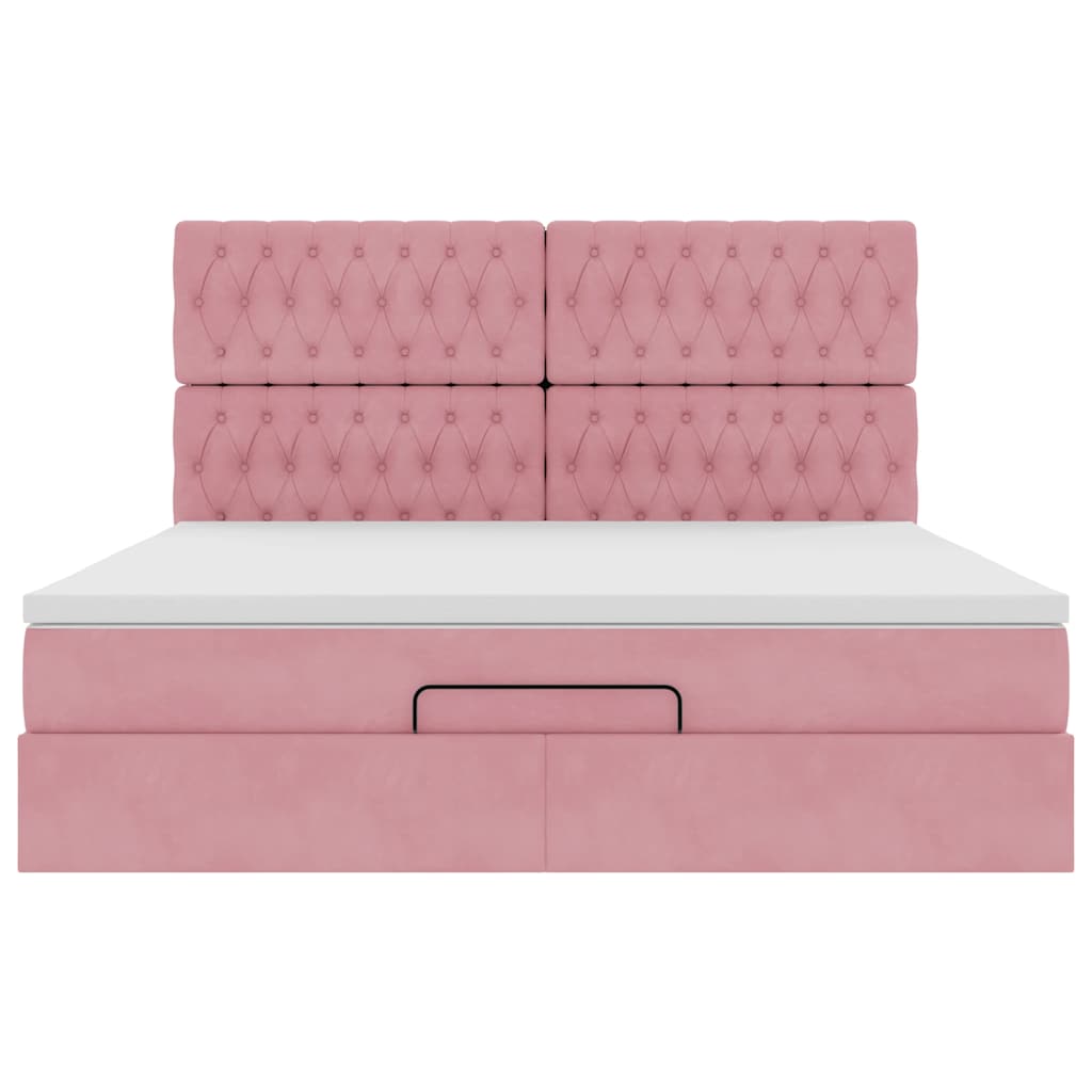 Struttura Letto Pouf con Materassi Rosa 180x200 cm Velluto | homemem39