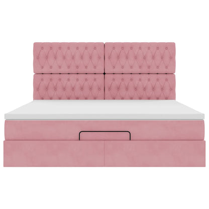 Struttura Letto Pouf con Materassi Rosa 180x200 cm Velluto | homemem39
