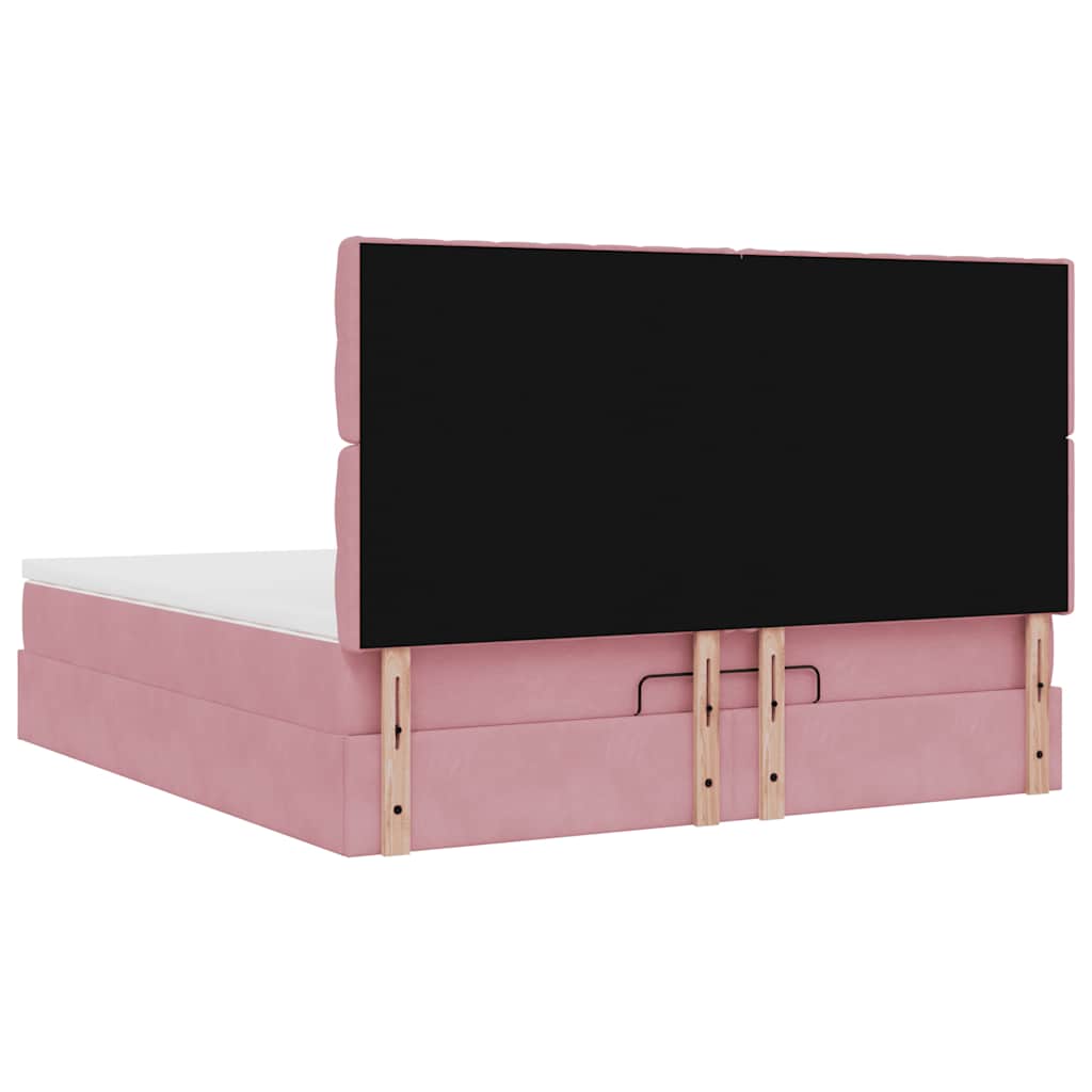 Struttura Letto Pouf con Materassi Rosa 180x200 cm Velluto | homemem39