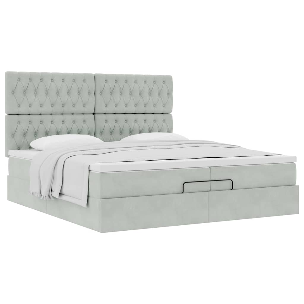 Struttura Letto Pouf con Materassi 200x200 cm Velluto | homemem39