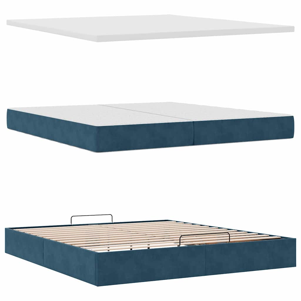 Struttura Letto Pouf con Materassi 200x200 cm Velluto