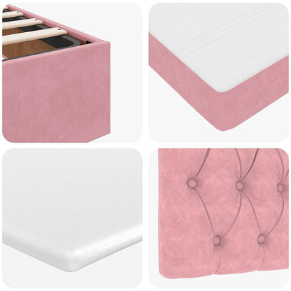 Struttura Letto Pouf con Materassi Rosa 200x200 cm Velluto