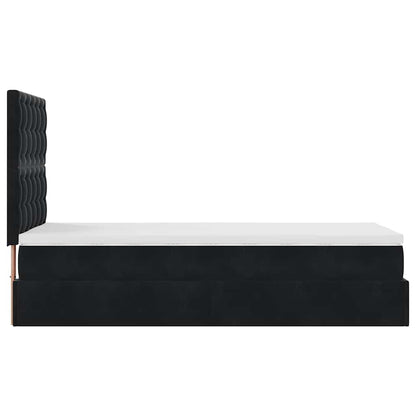 Struttura Letto Pouf con Materassi Nero 80x200 cm in Velluto | homemem39
