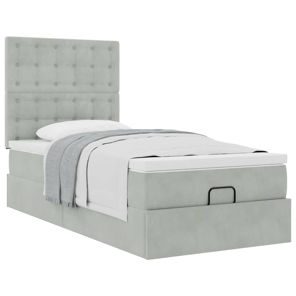 Struttura Letto Pouf con Materassi 90x190 cm in Velluto | homemem39