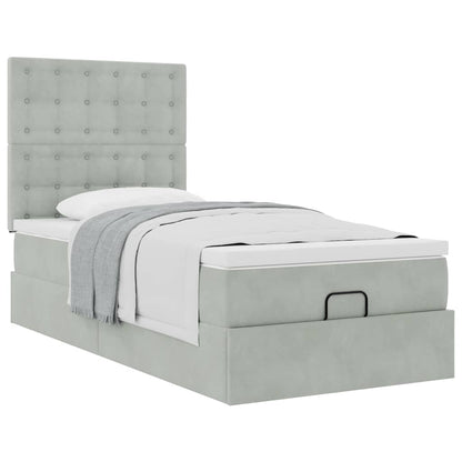 Struttura Letto Pouf con Materassi 90x190 cm in Velluto | homemem39