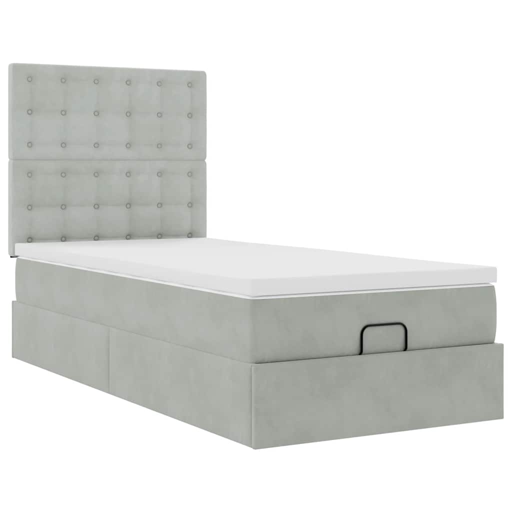 Struttura Letto Pouf con Materassi 90x190 cm in Velluto | homemem39