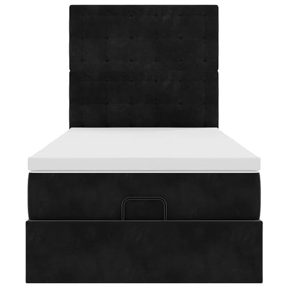 Struttura Letto Pouf con Materassi Nero 90x190 cm in Velluto | homemem39