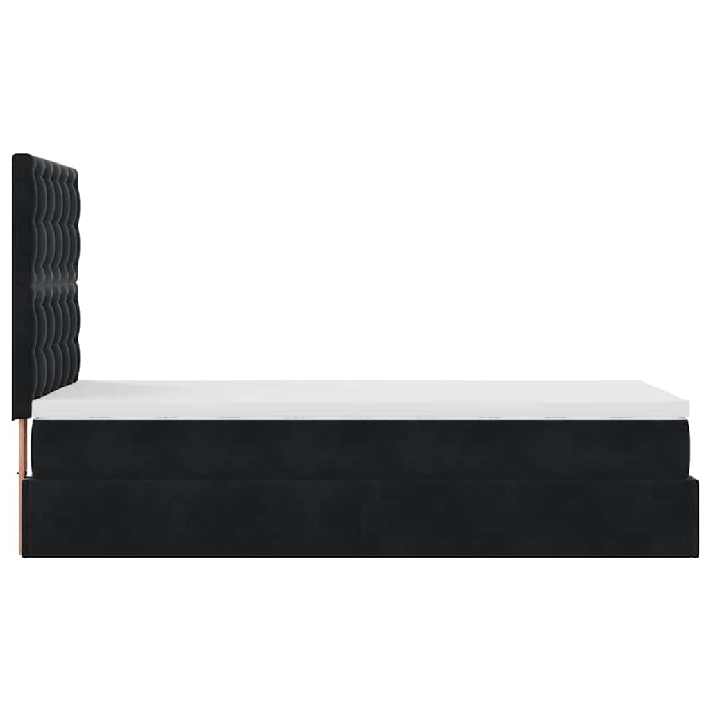 Struttura Letto Pouf con Materassi Nero 90x190 cm in Velluto | homemem39