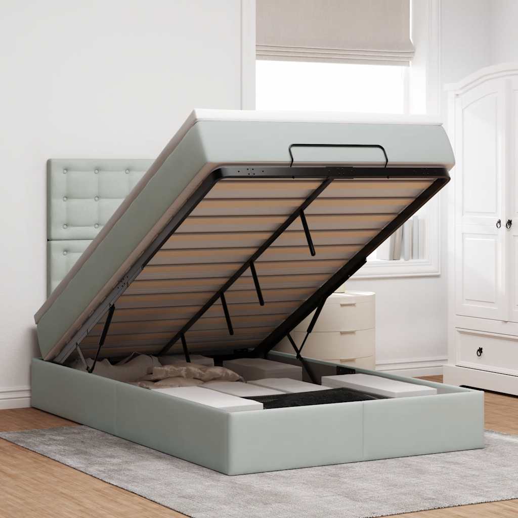 Struttura Letto Pouf con Materassi 120x190 cm Velluto | homemem39