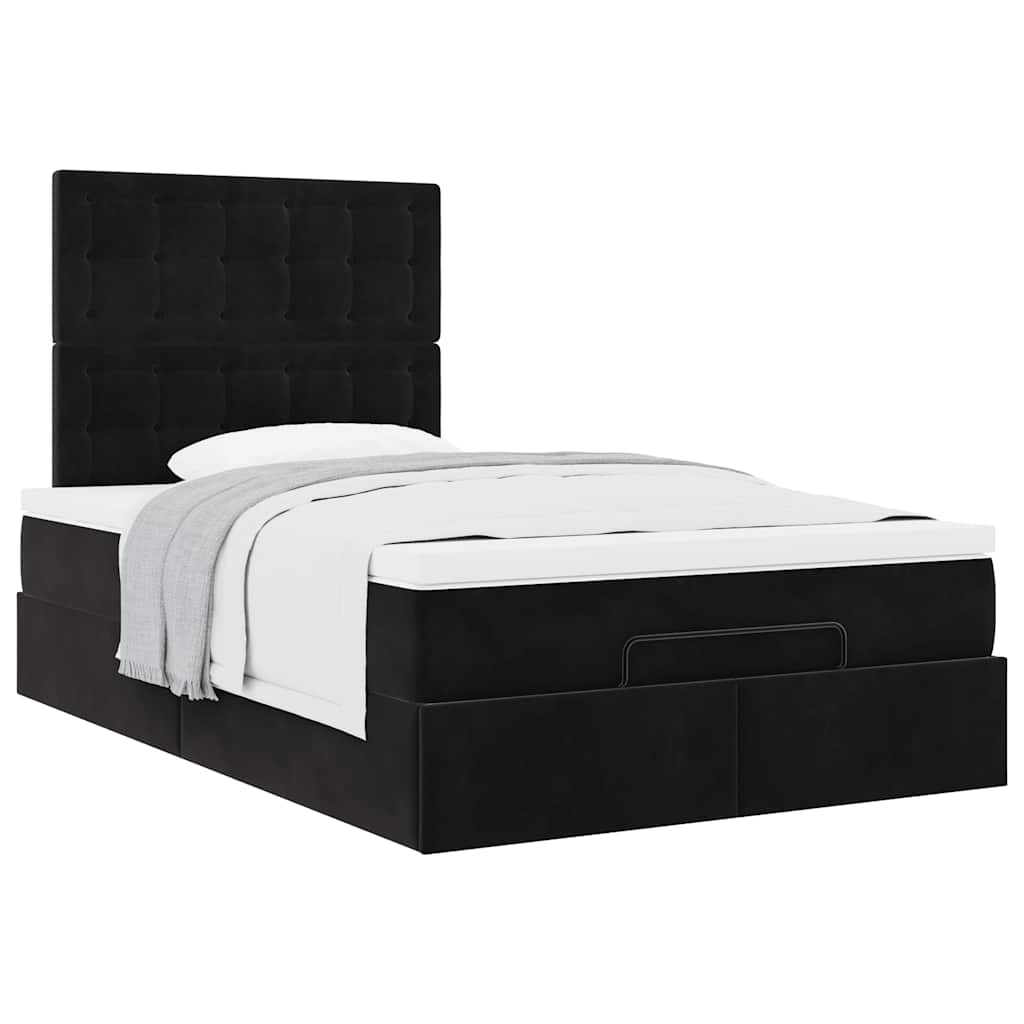 Struttura Letto Pouf con Materassi Nero 120x190 cm Velluto | homemem39