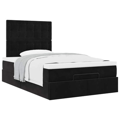 Struttura Letto Pouf con Materassi Nero 120x190 cm Velluto | homemem39