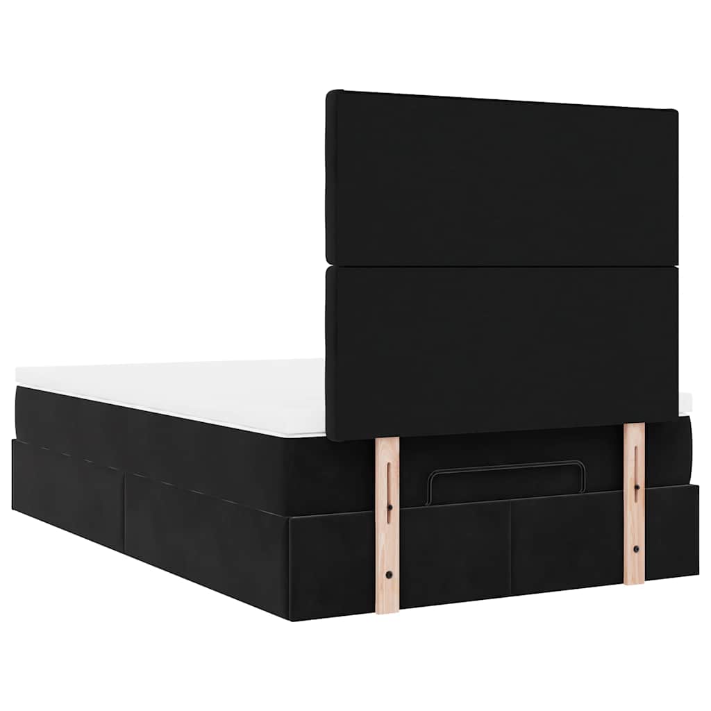 Struttura Letto Pouf con Materassi Nero 120x190 cm Velluto | homemem39