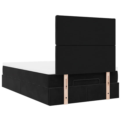 Struttura Letto Pouf con Materassi Nero 120x190 cm Velluto | homemem39