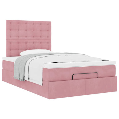 Struttura Letto Pouf con Materassi Rosa 120x190 cm Velluto | homemem39