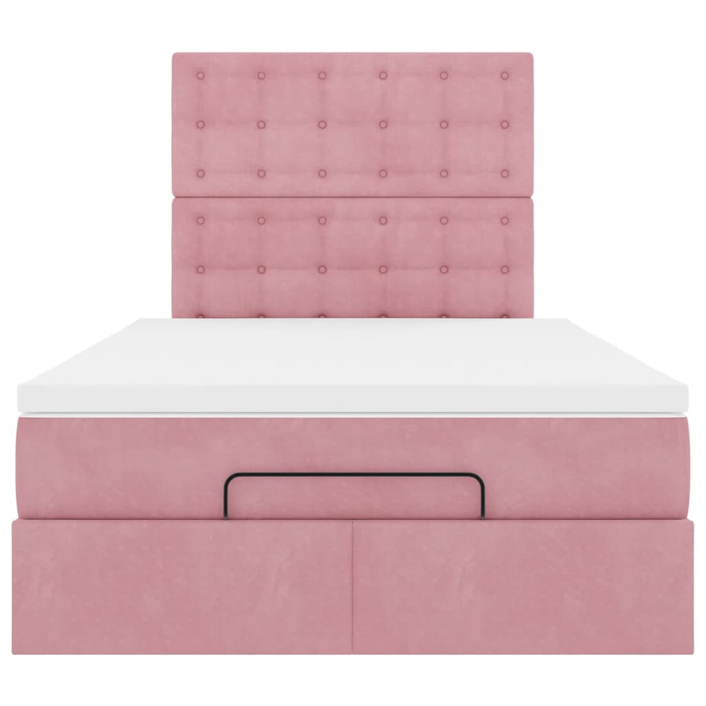 Struttura Letto Pouf con Materassi Rosa 120x190 cm Velluto | homemem39