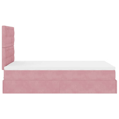 Struttura Letto Pouf con Materassi Rosa 120x190 cm Velluto | homemem39