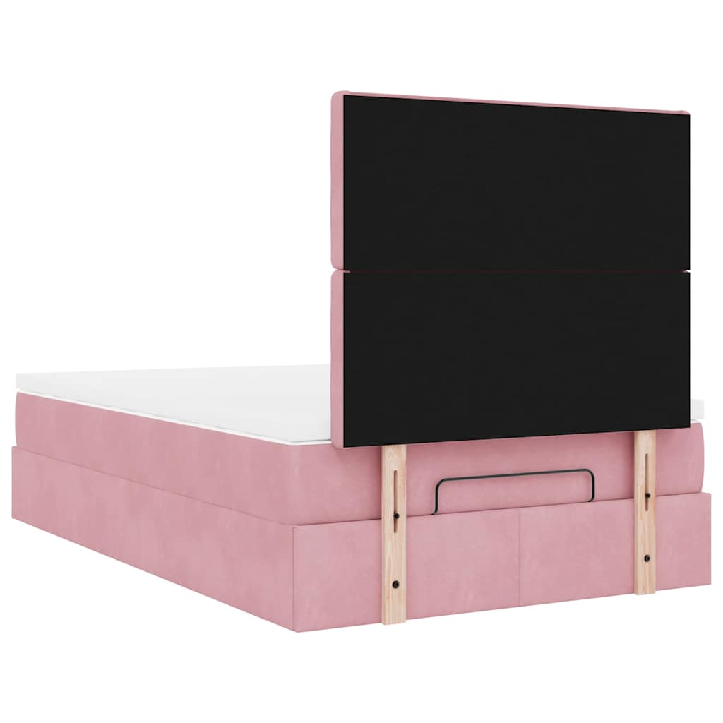 Struttura Letto Pouf con Materassi Rosa 120x190 cm Velluto | homemem39
