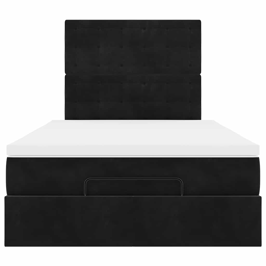 Struttura Letto Pouf con Materassi Nero 120x200 cm Velluto