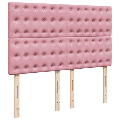 Struttura Letto Pouf con Materassi Rosa 140x190 cm in Velluto