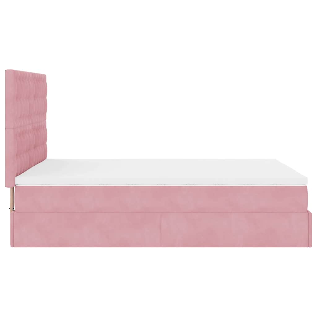 Struttura Letto Pouf con Materassi Rosa 140x200 cm in Velluto - homemem39