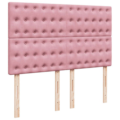 Struttura Letto Pouf con Materassi Rosa 140x200 cm in Velluto - homemem39