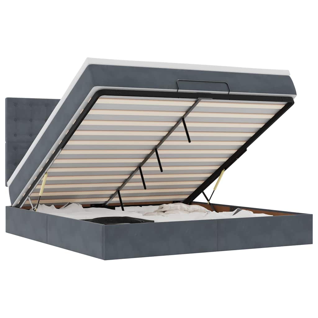 Struttura Letto Pouf con Materassi 160x200 cm in Velluto