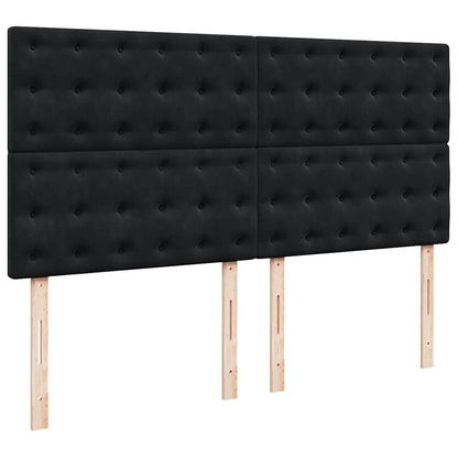 Struttura Letto Pouf con Materassi Nero 160x200 cm in Velluto
