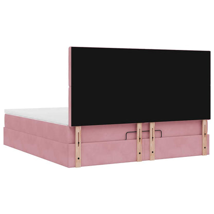 Struttura Letto Pouf con Materassi Rosa 160x200 cm Velluto | homemem39