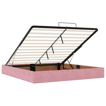 Struttura Letto Pouf con Materassi Rosa 160x200 cm Velluto | homemem39