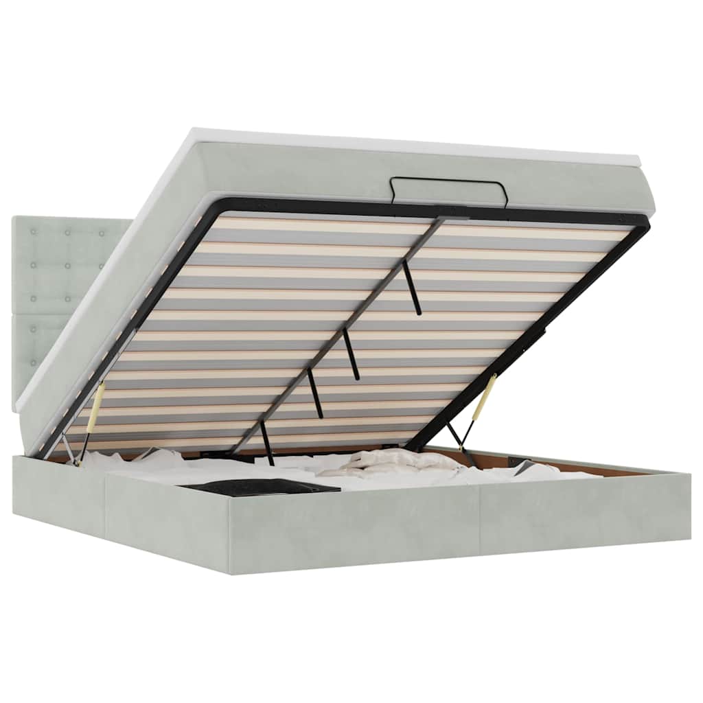 Struttura Letto Pouf con Materassi 180x200 cm Velluto - homemem39