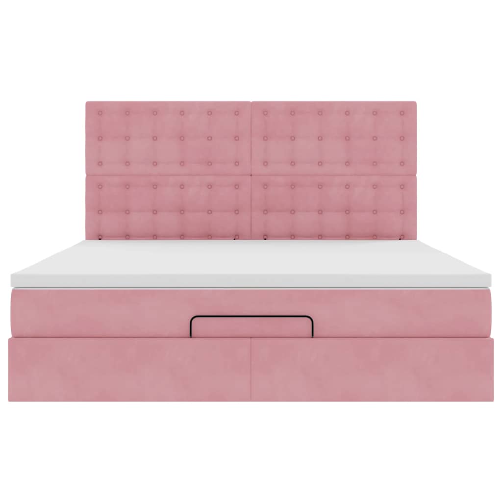 Struttura Letto Pouf con Materassi Rosa 180x200 cm Velluto | homemem39