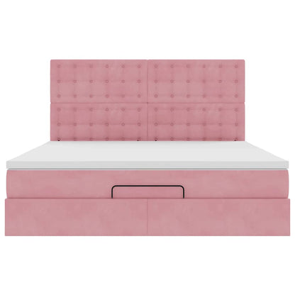 Struttura Letto Pouf con Materassi Rosa 180x200 cm Velluto | homemem39