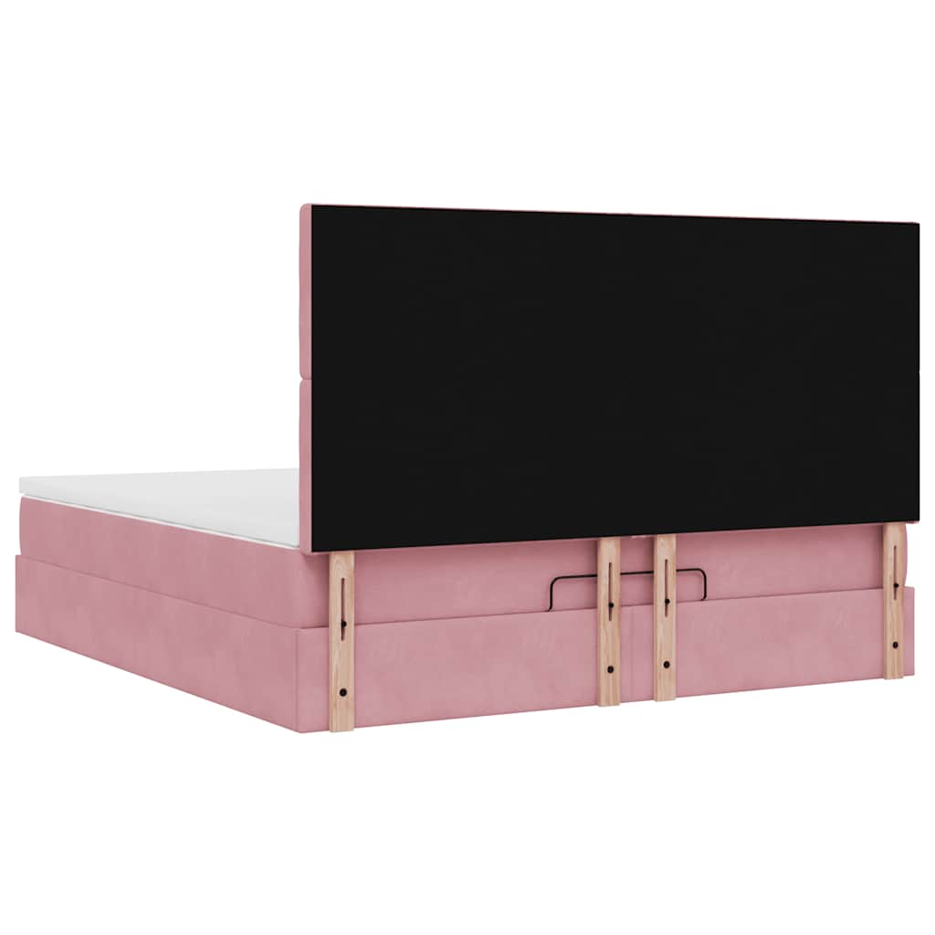 Struttura Letto Pouf con Materassi Rosa 180x200 cm Velluto | homemem39