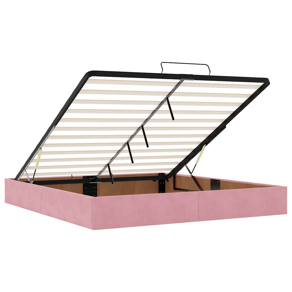 Struttura Letto Pouf con Materassi Rosa 180x200 cm Velluto | homemem39