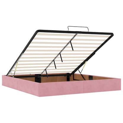 Struttura Letto Pouf con Materassi Rosa 180x200 cm Velluto | homemem39
