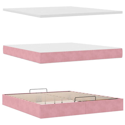 Struttura Letto Pouf con Materassi Rosa 180x200 cm Velluto | homemem39