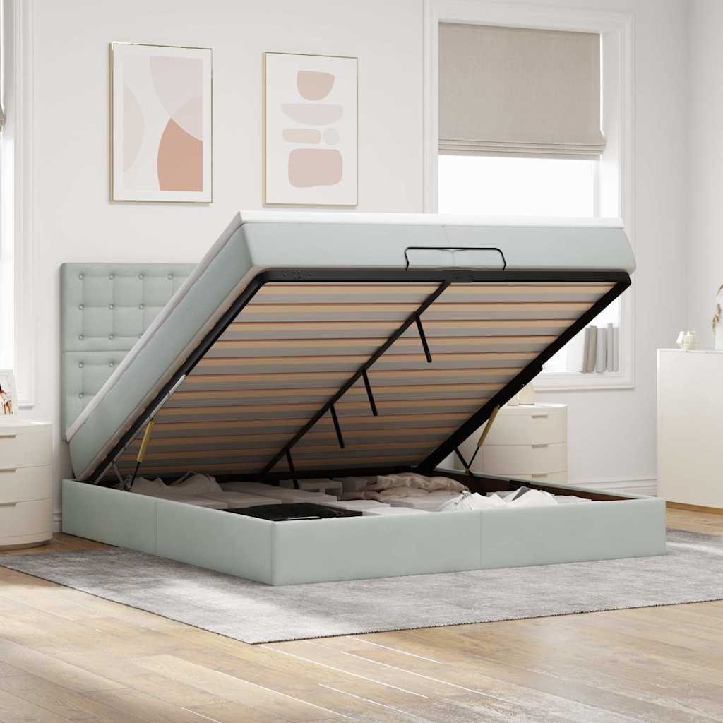 Struttura Letto Pouf con Materassi 200x200 cm Velluto | homemem39