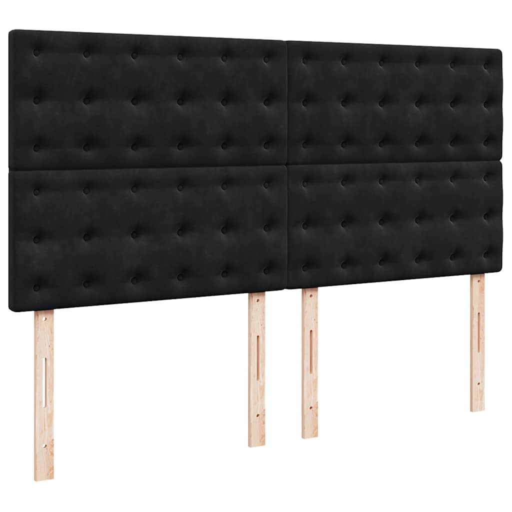 Struttura Letto Pouf con Materassi Nero 200x200 cm Velluto | homemem39
