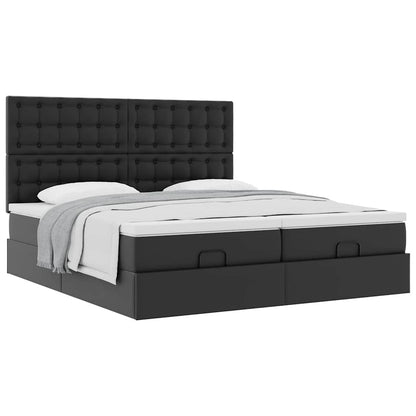 Struttura Letto Pouf con Materassi Nero 180x200 cm Similpelle | homemem39