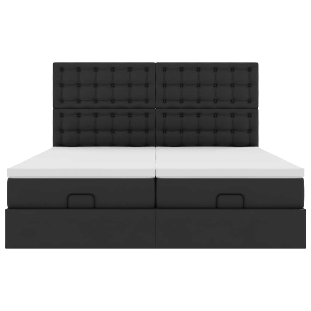 Struttura Letto Pouf con Materassi Nero 180x200 cm Similpelle | homemem39