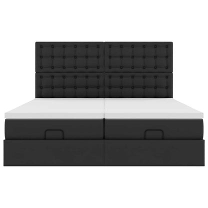 Struttura Letto Pouf con Materassi Nero 180x200 cm Similpelle | homemem39