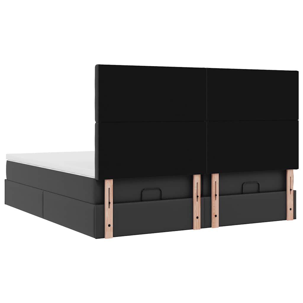 Struttura Letto Pouf con Materassi Nero 180x200 cm Similpelle | homemem39