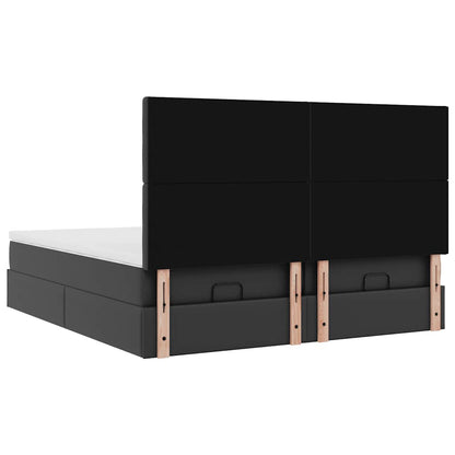 Struttura Letto Pouf con Materassi Nero 180x200 cm Similpelle | homemem39