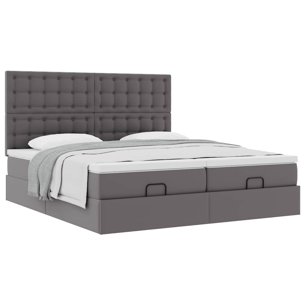 Struttura Letto Pouf con Materassi Grigio 180x200 cm Similpelle | homemem39