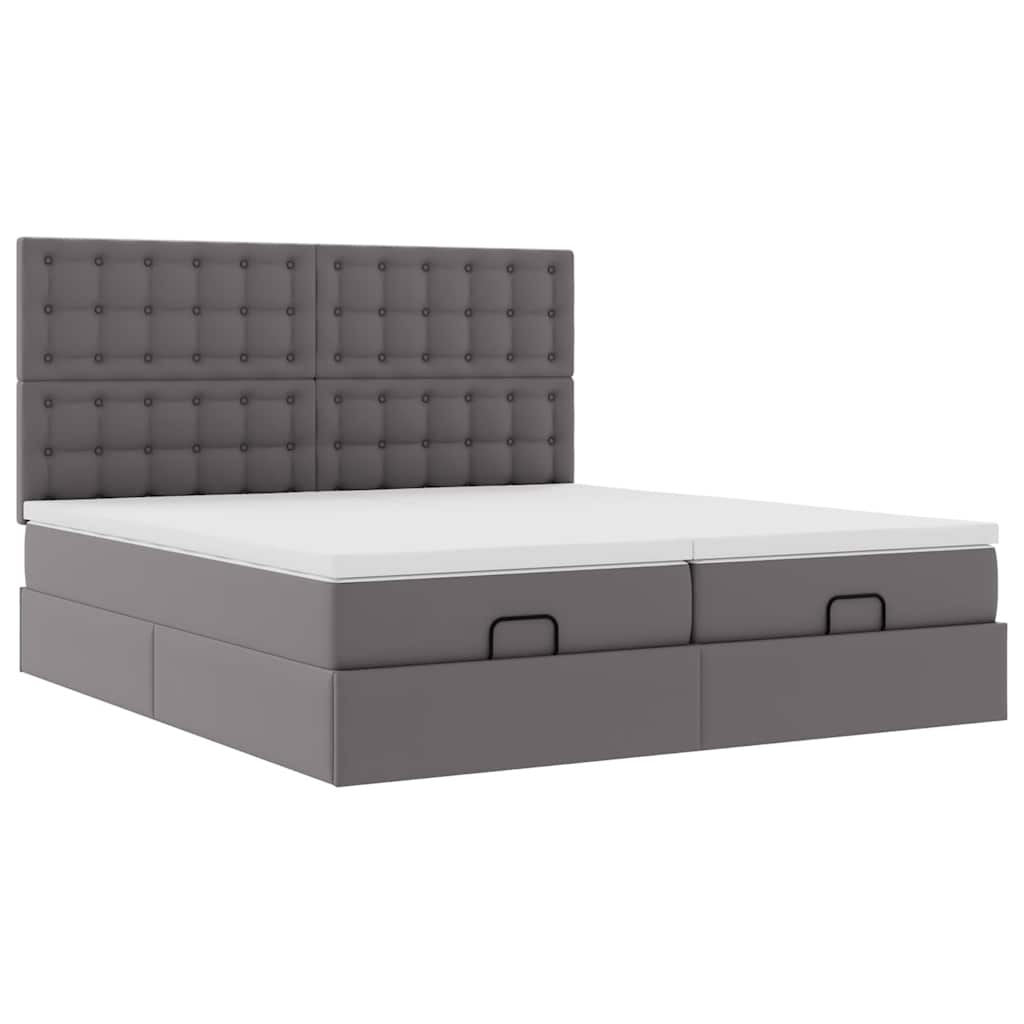 Struttura Letto Pouf con Materassi Grigio 180x200 cm Similpelle | homemem39