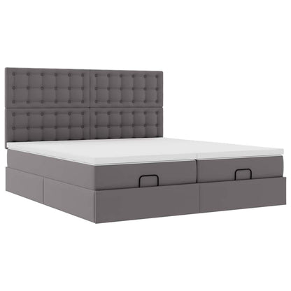 Struttura Letto Pouf con Materassi Grigio 180x200 cm Similpelle | homemem39