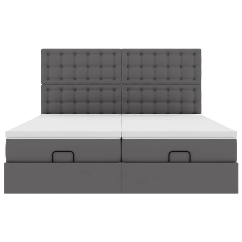 Struttura Letto Pouf con Materassi Grigio 180x200 cm Similpelle | homemem39