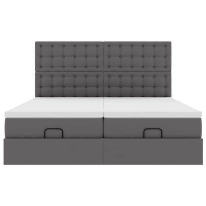 Struttura Letto Pouf con Materassi Grigio 180x200 cm Similpelle | homemem39