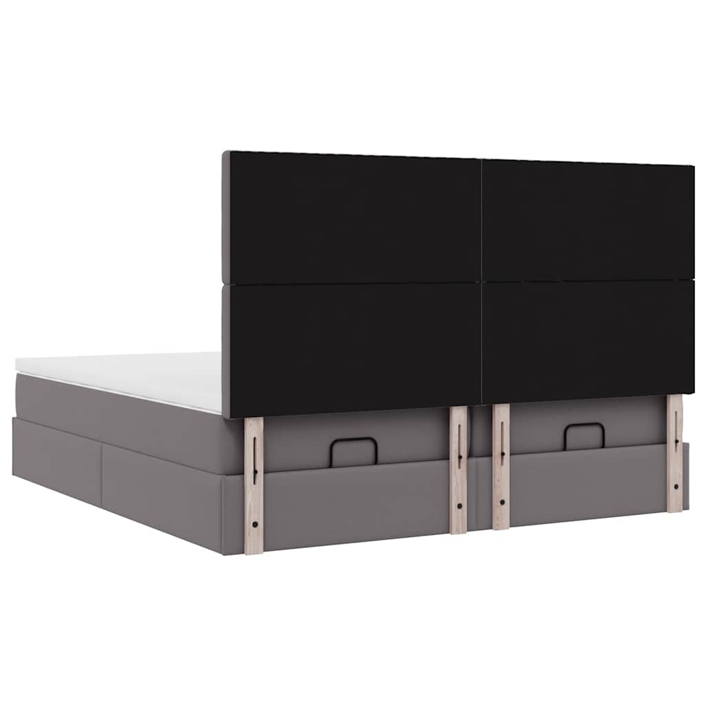 Struttura Letto Pouf con Materassi Grigio 180x200 cm Similpelle | homemem39