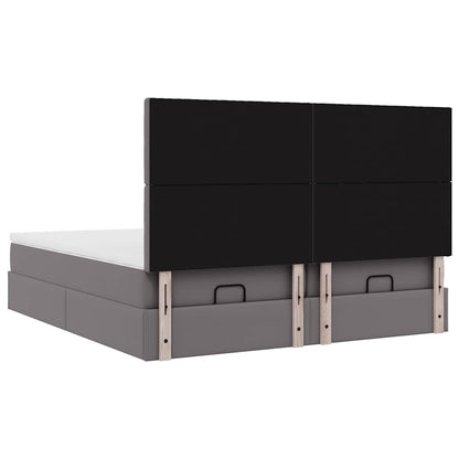 Struttura Letto Pouf con Materassi Grigio 180x200 cm Similpelle | homemem39